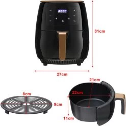 Livingandhome 4.5L Electric Air Fryer With Non-Stick Basket LCD Digital Screen, Black -Kitchen Appliances Discounts 59013973 5