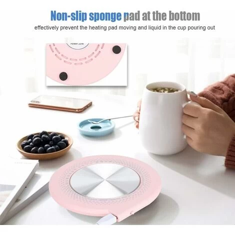USB Heating Insulation Pad, 10W Coffee Milk Tea Cup Heating Mat, Pink 6 USB Heating Insulation Pad, 10W Coffee Milk Tea Cup Heating Mat, Pink - Image 4