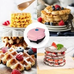 HIASDFLS Mini Gaufrier, Petit Gaufrier, Gaufrier Antiadhésif Pour Pommes De Terre Rissolées, Keto Chaffle Facile À Nettoyer Pour Crêpes Individuelles, Biscuits, Œufs Et Petit-Déjeuner, Déjeuner Et Col -Kitchen Appliances Discounts 60224677 5