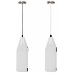 HIASDFLS Lot De 2 Mousseurs À Lait Portables À Piles – Fouet Électrique Pour Mousseur À Café, Agitateur À Batterie, Mousseur À Lait Portable, Mini Mélangeur Pour Café À L'Épreuve Des Balles, Cappuccin