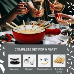 Klarstein Holsten Fondue Set Pot Stove Burner 6 Forks 1.5 L Cast Iron -Kitchen Appliances Discounts 60495104 2