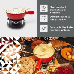 Klarstein Holsten Fondue Set Pot Stove Burner 6 Forks 1.5 L Cast Iron -Kitchen Appliances Discounts 60495104 3