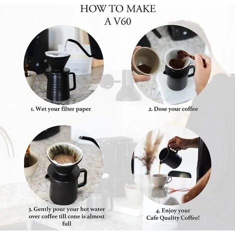 500ML Pour Coffee Maker Set, Premium Ceramic V60 Dripper And Decanter, 1-2 Cup Home Filter Coffee Maker (Black) 5 500ML Pour Coffee Maker Set, Premium Ceramic V60 Dripper And Decanter, 1-2 Cup Home Filter Coffee Maker (Black) - Image 3