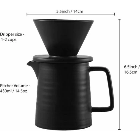 500ML Pour Coffee Maker Set, Premium Ceramic V60 Dripper And Decanter, 1-2 Cup Home Filter Coffee Maker (Black) 7 500ML Pour Coffee Maker Set, Premium Ceramic V60 Dripper And Decanter, 1-2 Cup Home Filter Coffee Maker (Black) - Image 5