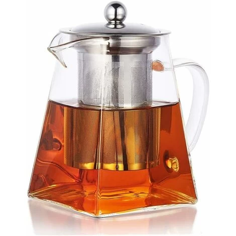 Square Glass Teapot With Infuser, 500 Ml Borosilicate Tea Pot With Strainer, Clear Leaf Tea Pots For Loose Tea 3 Square Glass Teapot With Infuser, 500 Ml Borosilicate Tea Pot With Strainer, Clear Leaf Tea Pots For Loose Tea
