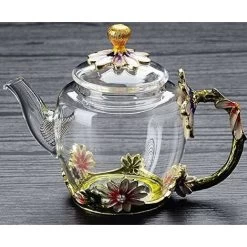 Glass Teapot - 280 Ml (9.47 Oz) - Glass Teapot With France Enamel Chrysanthemum Flower/Heat Resistant Glass Teapot Kettle With Strainer For Blooming Tea, Loose Leaf Tea 9 Glass Teapot - 280 Ml (9.47 Oz) - Glass Teapot With France Enamel Chrysanthemum Flower/Heat Resistant Glass Teapot Kettle With Strainer For Blooming Tea, Loose Leaf Tea -Kitchen Appliances Discounts 60699922 3