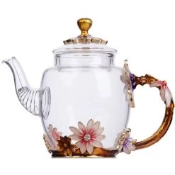 Glass Teapot - 280 Ml (9.47 Oz) - Glass Teapot With France Enamel Chrysanthemum Flower/Heat Resistant Glass Teapot Kettle With Strainer For Blooming Tea, Loose Leaf Tea 11 Glass Teapot - 280 Ml (9.47 Oz) - Glass Teapot With France Enamel Chrysanthemum Flower/Heat Resistant Glass Teapot Kettle With Strainer For Blooming Tea, Loose Leaf Tea -Kitchen Appliances Discounts 60699922 5
