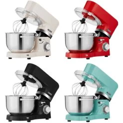 AREBOS Food Processor 1500W With 2x Stainless Steel Mixing Bowls Low Noise 6 Levels Black - Black