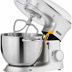 AREBOS Food Processor 1500 W Kneading Machine With 8 L Stainless Steel Mixing Bowl Low Noise Kitchen Mixer With Stirring Hook, Dough Hook, Whisk, Splash Guard 6 Speeds Dough Machine Silver -Kitchen Appliances Discounts 61306739 5