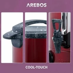 AREBOS Mulled Wine Cooker 1650 W Hot Drink Dispenser 20 L With Drip Tray, Outlet Tap, Thermostat And Overheating Protection Temperature Setting From 30 - 110 °C Red -Kitchen Appliances Discounts 63743229 4