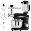 AREBOS 6-in-1 Food Processor 1500 W Black Meat Grinder Blender Pasta Machine Kneading Machine With Stainless Steel Bowl 5.5 L Kitchen Mixer With Mixing Hook, Dough Hook, Whisk, Splash Guard