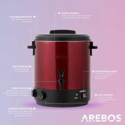 AREBOS Automatic Preserving Cooker 1800 W Preserving Pot 28 L With Timer, Thermostat & Overheating Protection Steplessly Adjustable 30-110°C Mulled Wine Cooker Incl. Preserving Jar Lifter & Prese -Kitchen Appliances Discounts 66438939 3