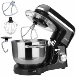 AREBOS Stand Mixer 1500 W With 6 L Stainless Steel Mixing Bowl, Incl. Whisk, Dough Hook, Flat Beater And Splash Guard, 6 Speed Settings And Pulse Function