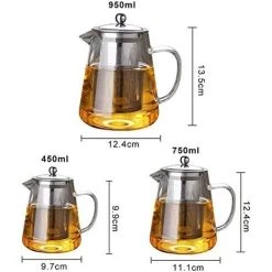 Heat Resistant Glass Teapot With Infuser, Clear Handle, Perfect For Tea And Coffee - (450ml) -Kitchen Appliances Discounts 67924862 3