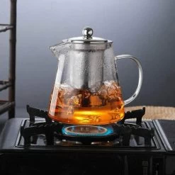 Heat Resistant Glass Teapot With Infuser, Clear Handle, Perfect For Tea And Coffee - (450ml) -Kitchen Appliances Discounts 67924862 5