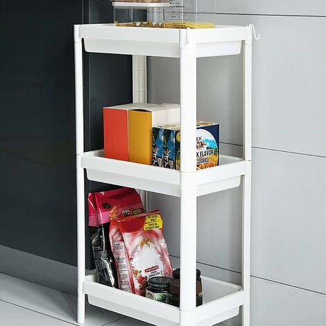 3 Tier Slim Organizer Storage Cart Laundry Trolley Bathroom Shelves Organizer, For Bathroom Laundry Room Pantry Kitchen Narrow Places 4 3 Tier Slim Organizer Storage Cart Laundry Trolley Bathroom Shelves Organizer, For Bathroom Laundry Room Pantry Kitchen Narrow Places - Image 2