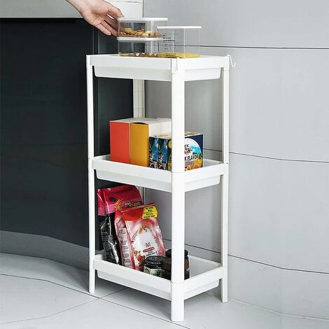 3 Tier Slim Organizer Storage Cart Laundry Trolley Bathroom Shelves Organizer, For Bathroom Laundry Room Pantry Kitchen Narrow Places 5 3 Tier Slim Organizer Storage Cart Laundry Trolley Bathroom Shelves Organizer, For Bathroom Laundry Room Pantry Kitchen Narrow Places - Image 3