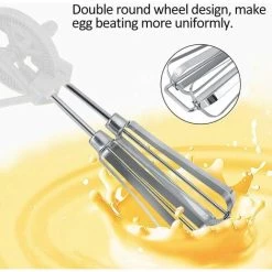 Stainless Steel Manual Whisk Egg Beater Rotary Handheld Egg Frother Mixer Cooking Tool Kitchen(White) -Kitchen Appliances Discounts 68106443 3