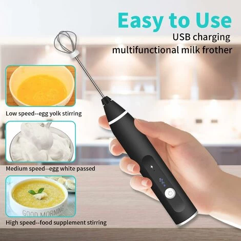 Electric Milk Frother, USB Rechargeable Milk Frother 2 In 1 Hand-held Battery-operated Milk Frother For Coffee, Latte, Cappuccino, Beating Eggs 4 Electric Milk Frother, USB Rechargeable Milk Frother 2 In 1 Hand-held Battery-operated Milk Frother For Coffee, Latte, Cappuccino, Beating Eggs - Image 2