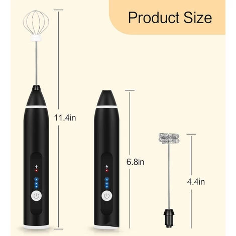 Electric Milk Frother, USB Rechargeable Milk Frother 2 In 1 Hand-held Battery-operated Milk Frother For Coffee, Latte, Cappuccino, Beating Eggs 6 Electric Milk Frother, USB Rechargeable Milk Frother 2 In 1 Hand-held Battery-operated Milk Frother For Coffee, Latte, Cappuccino, Beating Eggs - Image 4