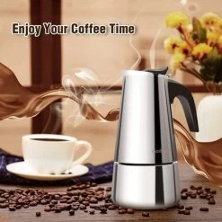 Italian Coffee Maker, Moka Coffee Maker In Stainless Steel Pressure Coffee Maker 200ml Large Capacity Compatible With Induction Hob With Ergonomic Handle -Kitchen Appliances Discounts 68261461 3