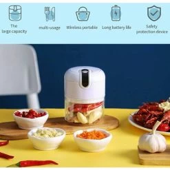 Mini Electric Chopper, 250ML&100ML Cordless Electric Meat Grinder, Portable Food Blender Kitchen Electric Chopper With Vegetable Chopper Blade For Baby Food, Meat, Garlic (White) -Kitchen Appliances Discounts 69019068 4