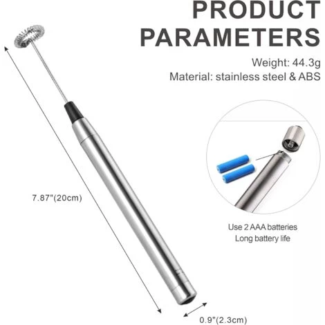 Mini Stainless Steel Milk Frother - Cordless Lightweight Outdoor Coffee Frother Can Be Used For Coffee, Milk, Eggs And Beverages (Stainless Steel) 4 Mini Stainless Steel Milk Frother - Cordless Lightweight Outdoor Coffee Frother Can Be Used For Coffee, Milk, Eggs And Beverages (Stainless Steel) - Image 2