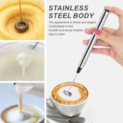 Mini Stainless Steel Milk Frother - Cordless Lightweight Outdoor Coffee Frother Can Be Used For Coffee, Milk, Eggs And Beverages (Stainless Steel) 11 Mini Stainless Steel Milk Frother - Cordless Lightweight Outdoor Coffee Frother Can Be Used For Coffee, Milk, Eggs And Beverages (Stainless Steel) -Kitchen Appliances Discounts 71285766 5