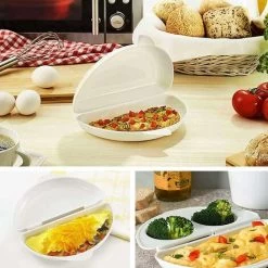 Microwave Omelet Dish, Special Microwave Omelette Cooker, Egg Poacher, Microwave Omelette Maker, Microwave Omelette Maker For Fried Egg Omelets Poached Eggs (White) -Kitchen Appliances Discounts 71418955 2