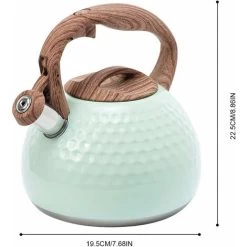 Kettle 2.8L Tea Kettle,With Wood Grain Handle Whistling Kettle, Kettle Induction Stainless Steel,Green White Blue Retro Universal Food Grade Tea Kettle For All Hotplates -Kitchen Appliances Discounts 71635331 2