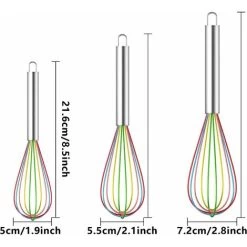 Set Of 3 Silicone Whisk, Kitchen Whisk, Whisk, Egg Mixer, Whisk And Mixer, Milk Whisk, Manual Silicone Whisk (A) -Kitchen Appliances Discounts 72507123 2