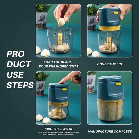 Electric Kitchen Chopper Mini Multifunction Chopper 250ml Food Processor Garlic Press Waterproof Washable Advanced Meat Grinder For Vegetables Fruits Baby Food 5 Electric Kitchen Chopper Mini Multifunction Chopper 250ml Food Processor Garlic Press Waterproof Washable Advanced Meat Grinder For Vegetables Fruits Baby Food - Image 3