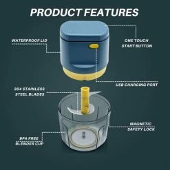 Electric Kitchen Chopper Mini Multifunction Chopper 250ml Food Processor Garlic Press Waterproof Washable Advanced Meat Grinder For Vegetables Fruits Baby Food 10 Electric Kitchen Chopper Mini Multifunction Chopper 250ml Food Processor Garlic Press Waterproof Washable Advanced Meat Grinder For Vegetables Fruits Baby Food -Kitchen Appliances Discounts 72508253 4