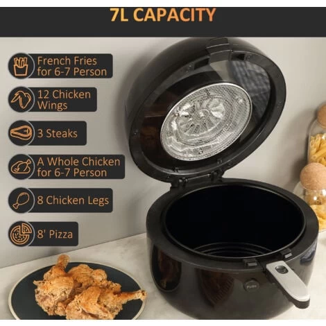 HOMCOM 7L Digital Air Fryer W/ Dehydrate 7 Presets, Rapid Air Circulation 1500W 7 HOMCOM 7L Digital Air Fryer W/ Dehydrate 7 Presets, Rapid Air Circulation 1500W - Image 5