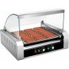 COSTWAY 1400W Hot Dog Roller Machine, 11 Rollers Sausage Grill With 2 Heating Zones, 0-250Â¡Ã£C Temperature Adjustment & Tempered Glass Hood, Stainless Steel Electric Roller For Commercial Household -Kitchen Appliances Discounts 74656372 1