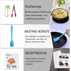 Air Fryer Accessories (15 Sets +20 Cookbook) -8 Inch, The Air Fryer Accessories, Suitable For 4.2-6.8QT Air Fryer All Brands -Kitchen Appliances Discounts 74718631 5