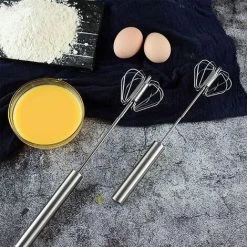 Semi-automatic Whisk, Kitchen Hand Whisk, Stainless Steel Egg Beater, Milk Frother, Rotary Mixer For Whisking, Beating And Stirring -Kitchen Appliances Discounts 74922746 4