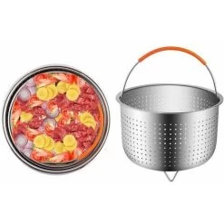 Steamer Basket,304 Stainless Steel Vegetable Steamer Basket, Steamer Rice Cooker Basket Pressure Cooker Steamer Basket With Silicone Covered Handle For Cooking Vegetables And Foods -Kitchen Appliances Discounts 75024563 3