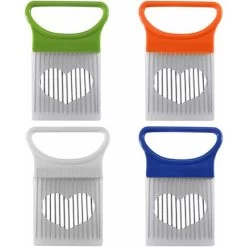 Slicer Onion Holder Assistant Food Slicer Fork Onion Holder Knife Stainless Steel Meat Needle Cutter Tomato Fruit Vegetable With Non-Slip Handle 4 Pieces