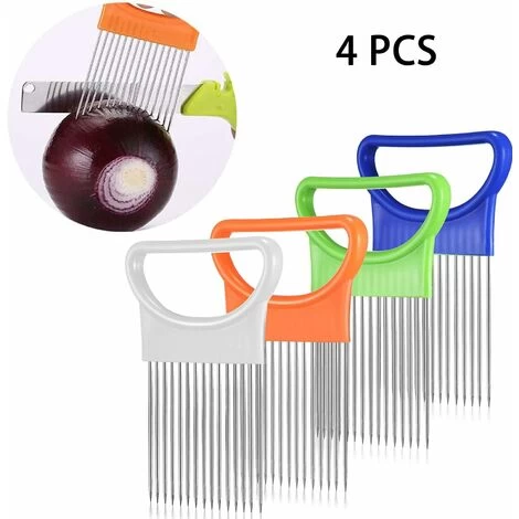 Slicer Onion Holder Assistant Food Slicer Fork Onion Holder Knife Stainless Steel Meat Needle Cutter Tomato Fruit Vegetable With Non-Slip Handle 4 Pieces 4 Slicer Onion Holder Assistant Food Slicer Fork Onion Holder Knife Stainless Steel Meat Needle Cutter Tomato Fruit Vegetable With Non-Slip Handle 4 Pieces - Image 2