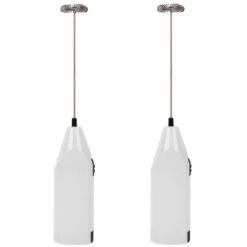 Set Of 2 Portable Batteries With Batteries - Electric Whips For Teaspoons, Battery Agitator, Portable Milk Mousseur, Mini Mixer For The Ball Test, Cappuccino, Latte, Strike And White Matcha + White