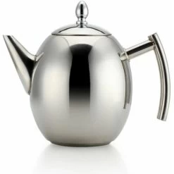1000ml/34oz Teapot Kettle, Stainless Steel Tea Pot Filter Coffee Maker (Silver)