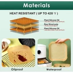 Air Fryer Paper Liners,125Pcs Parchment Paper, Air Fryer Disposable Paper Liner For Microwave, Non-Stick Air Fryer Liners Square Free Of Bleach (8IN) -Kitchen Appliances Discounts 76908400 5