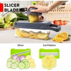 Vegetable Cutter - Cube Cutter - Vegetable Slicer - Suitable For Cubes, Sticks, Slices, Bars Etc. - 14 In 1 Multifunctional Cutter - Onion Chopper - Salad Cutter - Mandolin Cucumber Slicer -Kitchen Appliances Discounts 77174039 5