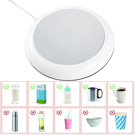 USB Coffee Mug Warmer, Wood Grain Cup Warmer Beverage Mug Heat Mat Water Milk Warmer Plate White 5 USB Coffee Mug Warmer, Wood Grain Cup Warmer Beverage Mug Heat Mat Water Milk Warmer Plate White - Image 3