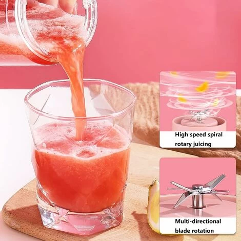Portable Mini Plastic Fruit Blender 500ml With 6 Personal Stainless Steel Blades Blender For Vegetable Smoothie Shakes USB Rechargeable Electric Blender - White 6 Portable Mini Plastic Fruit Blender 500ml With 6 Personal Stainless Steel Blades Blender For Vegetable Smoothie Shakes USB Rechargeable Electric Blender - White - Image 4