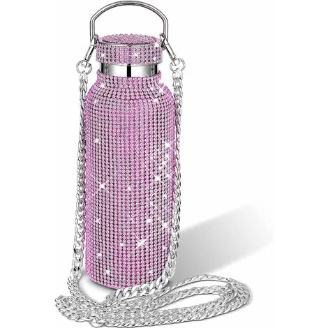 Refillable Water Bottle Insulated Water Bottle Glitter Water Bottle With Chain For Women (Pink, Silver, 750ml) 3 Refillable Water Bottle Insulated Water Bottle Glitter Water Bottle With Chain For Women (Pink, Silver, 750ml)
