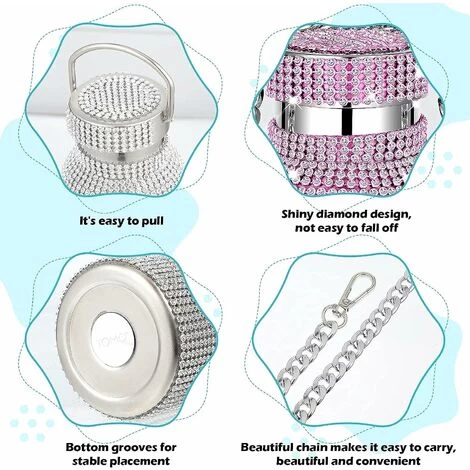 Refillable Water Bottle Insulated Water Bottle Glitter Water Bottle With Chain For Women (Pink, Silver, 750ml) 4 Refillable Water Bottle Insulated Water Bottle Glitter Water Bottle With Chain For Women (Pink, Silver, 750ml) - Image 2