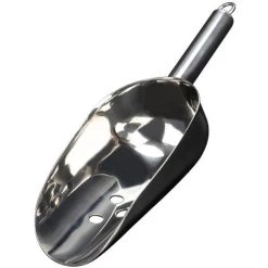 Ice Scoop/scoop For Crushed Ice And Ice Cubes, Perforated, Round, Stainless Steel, Silver