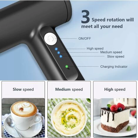 Cordless Electric Whisk Electric Whisk 3 Beaters 3 Adjustable Speeds 4 Cordless Electric Whisk Electric Whisk 3 Beaters 3 Adjustable Speeds - Image 2